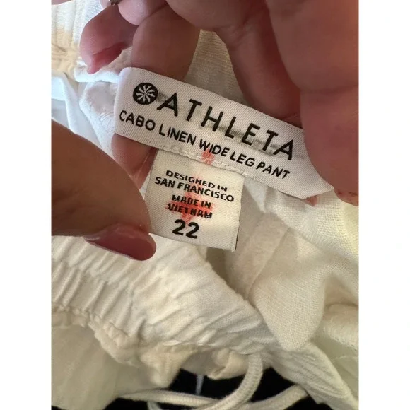 Athleta Cabo Linen Wide Leg Pant White 100% Linen Plus Size 22 Summer Resort - Picture 4 of 6